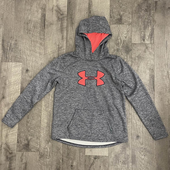 Under Armour ColdGear Women's MD Loose Gray Orange Hoodie - Picture 6 of 7
